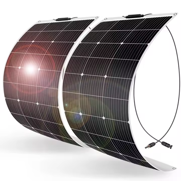 2 * 100W 12V Panel Solar Flexible Monocristalina Placa Solar 200W Ligereza ideal para RV, Barco, Camping, Caravana - 1