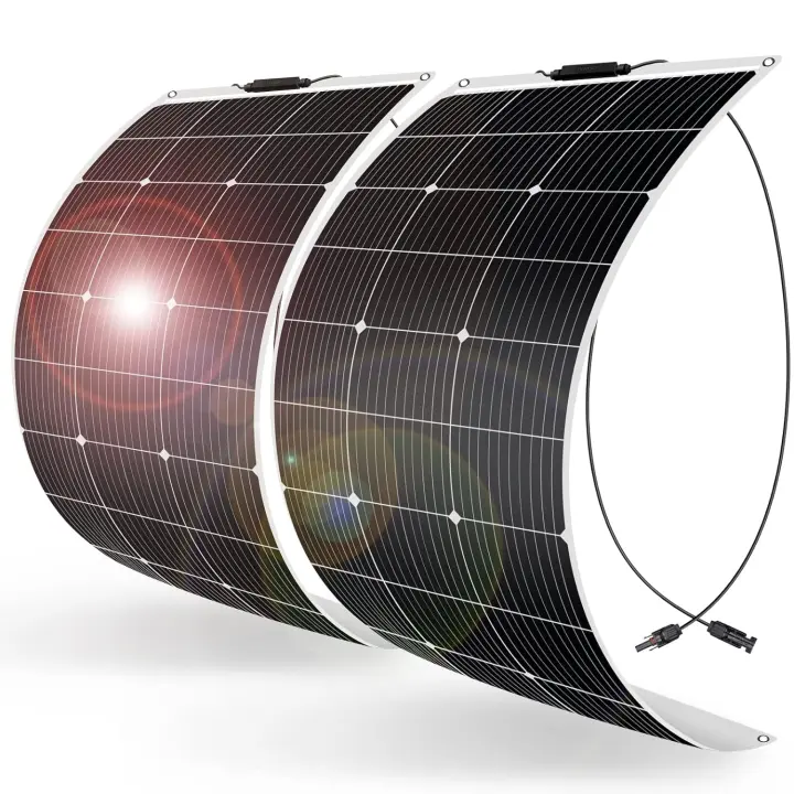 2 * 100W 12V Panel Solar Flexible Monocristalina Placa Solar 200W Ligereza ideal para RV, Barco, Camping, Caravana - 1