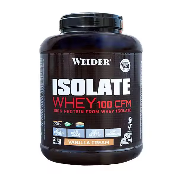 Weider- Isolate Whey 100 CFM 2 Kg - 100% Aislado de Proteina de Suero - Sabor Fresa - 1