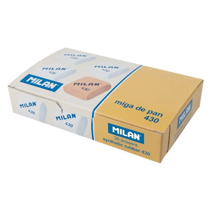 Caja 30 Gomas MILAN 430. Miga de Pan. Goma ideal para el colegio. La goma clásica. - 1