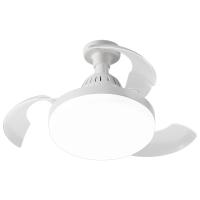 Ventiladores de techo de rosca con luces y control remoto, aspas retráctiles invisibles, LED de atenuación continua y luz blanca fría natural cálida, con 3 velocidades y temporizador para dormitorio, cocina y sala de estar. - details 0