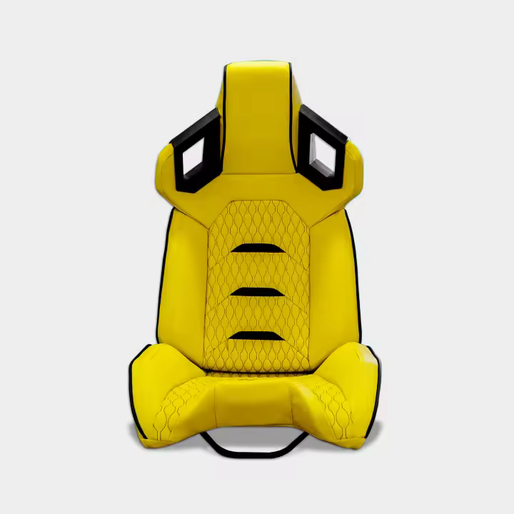 MODAUTO Semibaquet B,E Lambor Cuero Amarillo y negro/Respaldo Fibra Carbono,Semibaquet Deportivo,Adaptable para Coches,Ríeles Incluidos,para Coche y Simulador de Conducción - 1