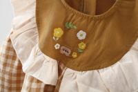 Vestido De Verano Para Niñas Con Encaje Y Estampado De Cuadros Y Flores Bordadas Cuello Redondo Sin Mangas Estilo Princesa - details 5