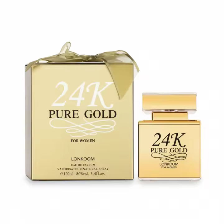 Perfume femenino 24K Pure Gold Lonkoom Eau de Parfum, fragancia elegante y luminosa con un estilo sofisticado y femenino, ideal para el uso diario o ocasiones especiales. Presentado en frasco original con estuche. 🚚 Envíos a España 24/48 horas. - 1