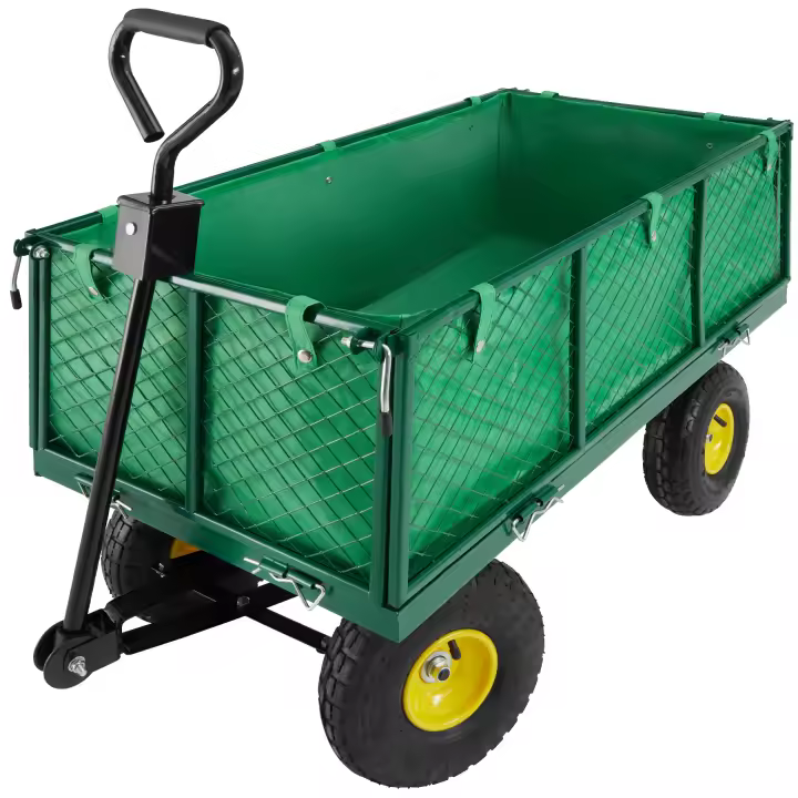 Tectake - Carrito de transporte con funda interior máx. 550 kg  Laterales abatibles con cierre  Incluye funda para el interior  Mango acolchado - 1