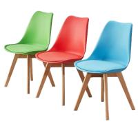 Juego de 4 sillas tulipán con patas de madera, mueble estilo nórdico medieval, con asiento acolchado de cuero sintético, para escritorio, comedor, dormitorio, balcón o restaurante BAR hosteleria, OFICINA Mesa de comedor nórdica cocina NEGRO - details 3