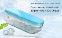 Cubiteras para Hielo con Tapa, 2 Capas Cubitera Silicona con Contenedor y Pala de Hielo, Sin BPA, 48 Cubitos de Hielo Cuadrado Molde Hielo, para Cóctel de Whisky de Cola Congelado (Azul) - details 0
