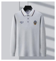 Camisa Polo Casual Para Hombres Con Bordado Manga Larga Color Sólido Moda Top Antigüedad Verano Blusa Regular De Algodónmezcla - details 6