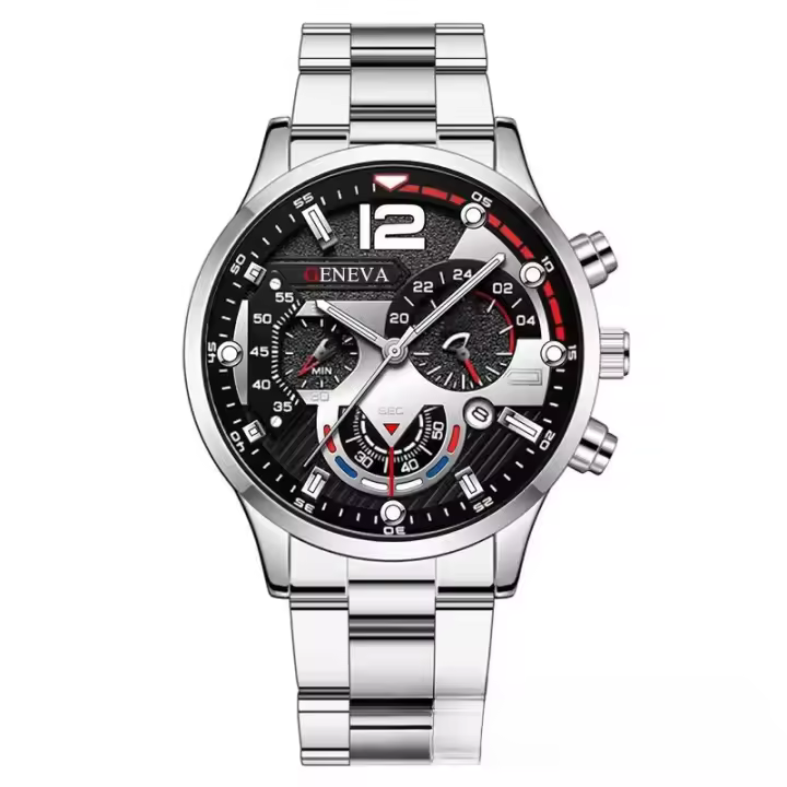 Reloj De Cuarzo Para Hombre Con Correa De Acero Y Calendario Pantalla Lumínica Para La Noche Estilo Deportivo Y Casual - 1