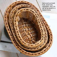 Cesta De Paja De Rotura Hecha a Mano En Forma Oval Para Almacenamiento De Snacks Caja De Frutas Para La Cocina Y Pícnic - details 0