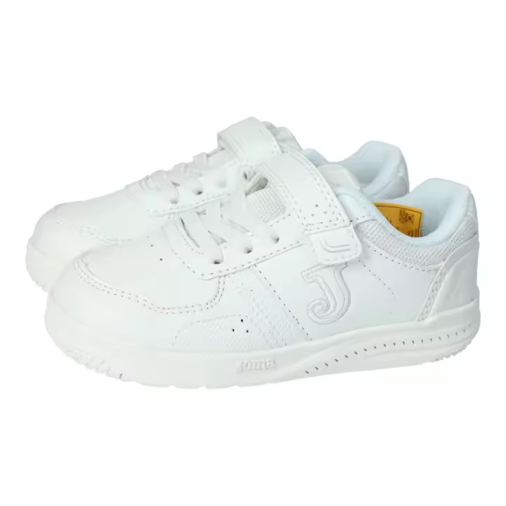 Deportivos marca JOMA para niño en color blanco. Deportivas Joma blancas para niños, cierre de velcro y plantilla de piel, ideales para llevar al cole a diario - 1