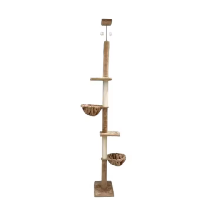COTTECOTA-Arbol Rascador para gatos de suelo a techo 40x30x270cm , Poste de 6 cm de grosor Color Marrón mueble para gatos - 1