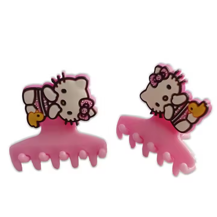 Accesorios Cabello Hello Kitty – Complementos Moda – Vestir con Estilo – (licencia oficial) – Pinza de Pelo (Rubber Hair Clip) color Rosa – Hello Kitty Beach – Gata con Bañador – Animales – Mascotas – Gato – Tiernos – 3,1 x 3,1 cm. – Moda The - 1