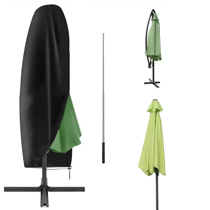 Cubierta de sombrilla, cubierta de sombrilla en voladizo 2-3M impermeable cubierta de sombrilla en voladizo de jardín cubierta de sombrilla negra con una varilla, 265x30x80/46cm - 1