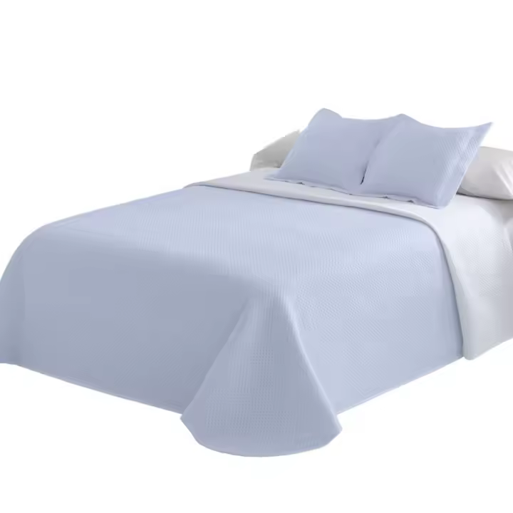 Colcha Doble Cara 5 Colores - Gris Nube, Blanco Nieve, Turquesa, Beige Arena y Azul Cielo | Tallas Exactas 90, 105, 135 y 150 cm | Incluye 1-2 Fundas de Almohada Reversibles | Tejido Poliéster Ultra Suave Antipilling y Secado Rápido - 1