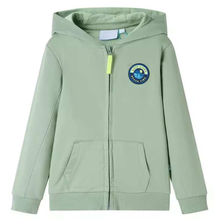 Sudadera Infantil con capucha y Cremallera caqui Claro 116 - 1