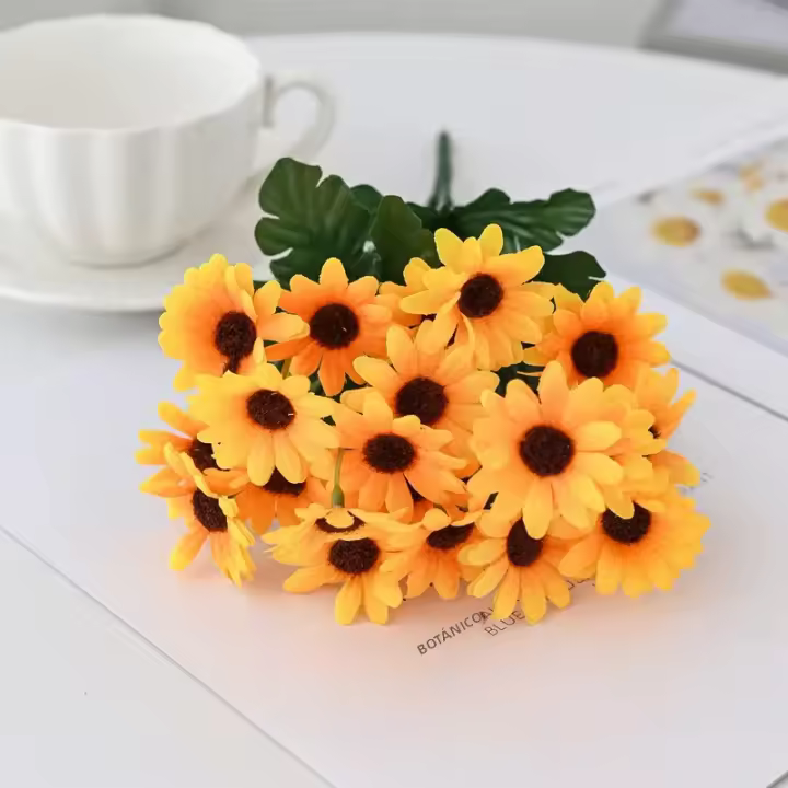 Ramo De Margaritas Artificiales Con 3 Ramas Y 22 Cabezas Pequeñas Decoración Para Bodas Y Hogar Alta Calidad Flores De Seda Para Otoño Y Scrapbook - 1