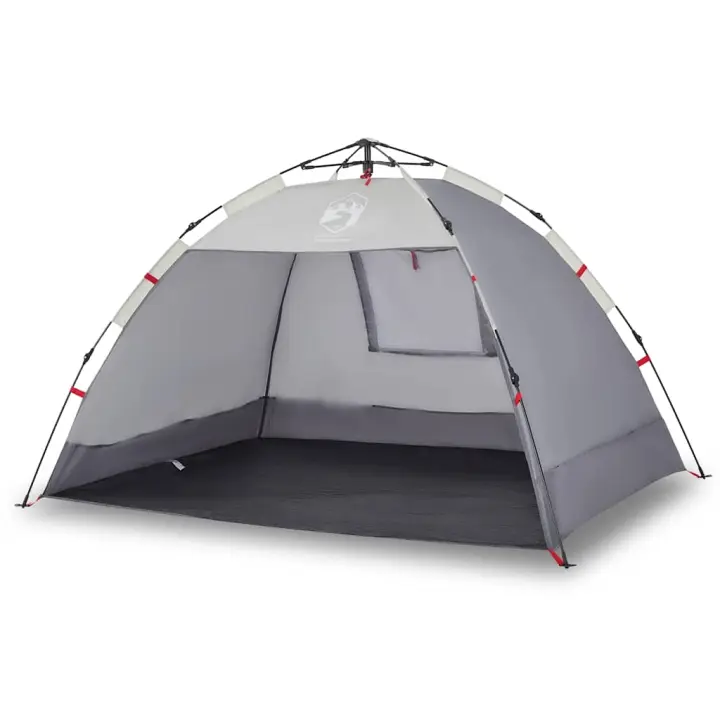 vidaXL Tienda de playa 2 personas impermeable apertura rápida gris - 1