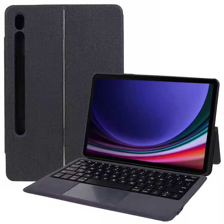 For Samsung Galaxy Tab S9/S9 FE Leather Case+Touchpad Bluetooth Keyboard with Backlit - 1