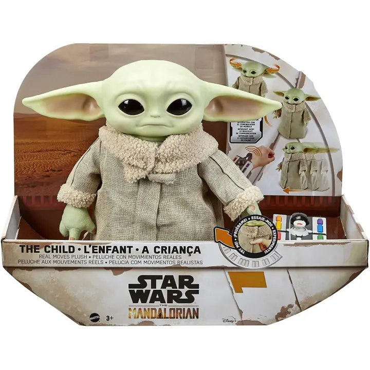 Star Wars Peluche de Baby Yoda de El Mandaloriano - Sonidos y Movimientos - Blando con Base Robusta - 28 cm - Regalo para Adultos y Niños de 3+ Años - 1