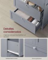 Armario de baño con gran espacio de almacenamiento, mueble con 2 cajones y 2 puertas, estante ajustable, versátil para cocina y almacenaje - details 10