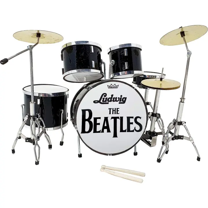 Bateria acustica ADORNO Miniatura The Beatles Regalo Musical MDR-0022 Color Negro Brillo, Escala 1:5  - ADORNO - 1