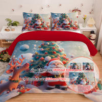 Set De Edredón Y Fundas De Almohada De Navidad Kawaii Con Dibujos De Ciervo Y Viejo 3 Piezas Funda De Edredón Y 2 Fundas De Almohada 100% Poliéster 90gsm - details 1