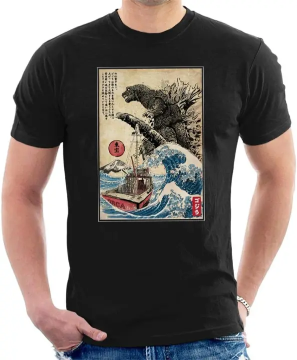 Camiseta de bloque de madera para hombre, camiseta de Godzilla Orca in Japan - 1