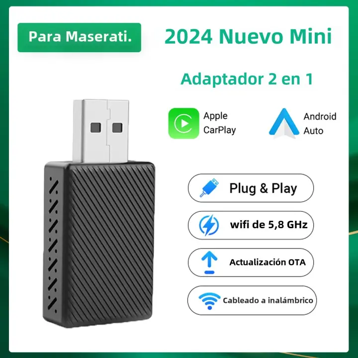 Nueva Mini Carplay Box 2en1 De Cable a Inalámbrico Carplay Android Auto Adaptador Mini Para Conectar Inteligentemente a Maserati - 1