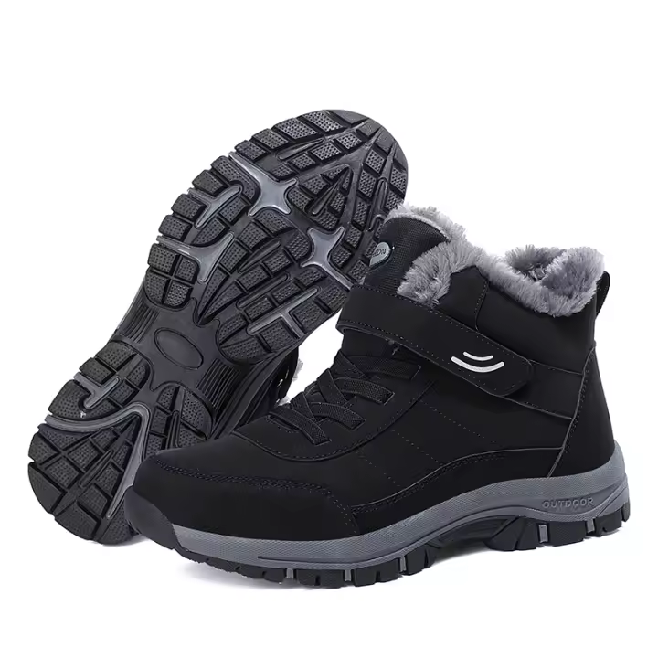 Botas De Invierno Para Hombre De Algodón Con Veludo Cálido Impermeables Antideslizantes Resistentes Al Desgaste Deportivas Al Aire Libre Botines De Nieve Con Cierre De Correas Y Suela De TPR - 1