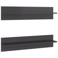 vidaXL Estante de pared 2 uds contrachapado 80x11,5x18 cm Gris, gris brillante, Mueble Almacenaje Estantería para Oficina, Estudio, Dormitorio Estantería/Librería/ mueble de Almacenamiento - details 0