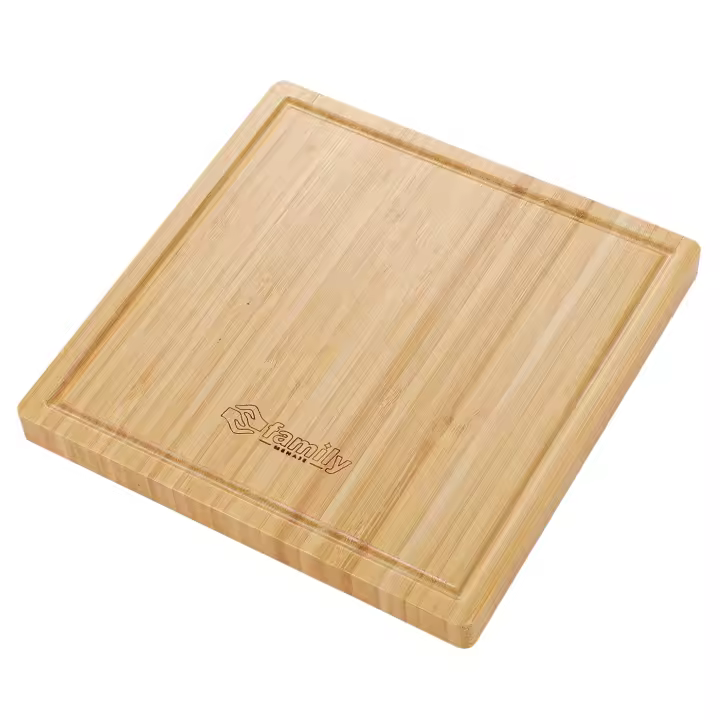 Family - Tabla Cortar Cuadrado Bambú Natural  Tablero Multifuncional para Picar Alimentos Verduras, Frutas, Carne  Gruesa Duraderas y Resistentes Antideslizante - 1
