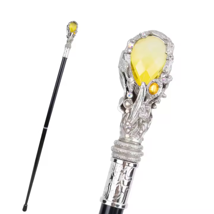 Bastón De Moda Con Diamante Amarillo Dorado 94cm Manija Recta De Aleación De Aluminio Punta De Goma Para Hike Accesorio Elegante Para Caballeros Cosplay - 1
