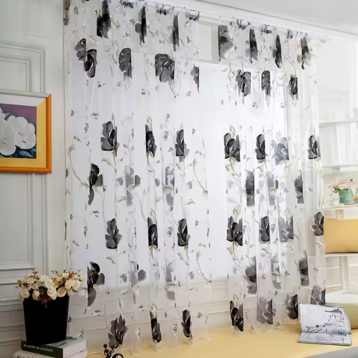 Cortinas De Tule Modernas 100x130cm Para Sala De Estar Y Dormitorio Infantil En Color Morado Ideal Para Puerta Cocina Y Ventana Niños - 1