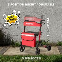 AREBOS Caminador Andador Plegable de Aluminio con Ruedas Ligero con Frenos 136kg Rojo - details 27