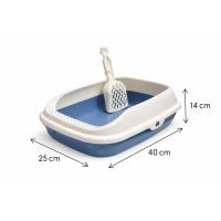 COTTECOTA-Bandeja sanitaria para gatos (25×40×14 cm), hecha de plástico PP resistente y segura. Modelo abierto con borde bajo, ideal para gatitos, y pala a juego. Fácil de limpiar: desmonta el borde y retira residuos. Ligera, funcional y discreta CT-0467 - details 0