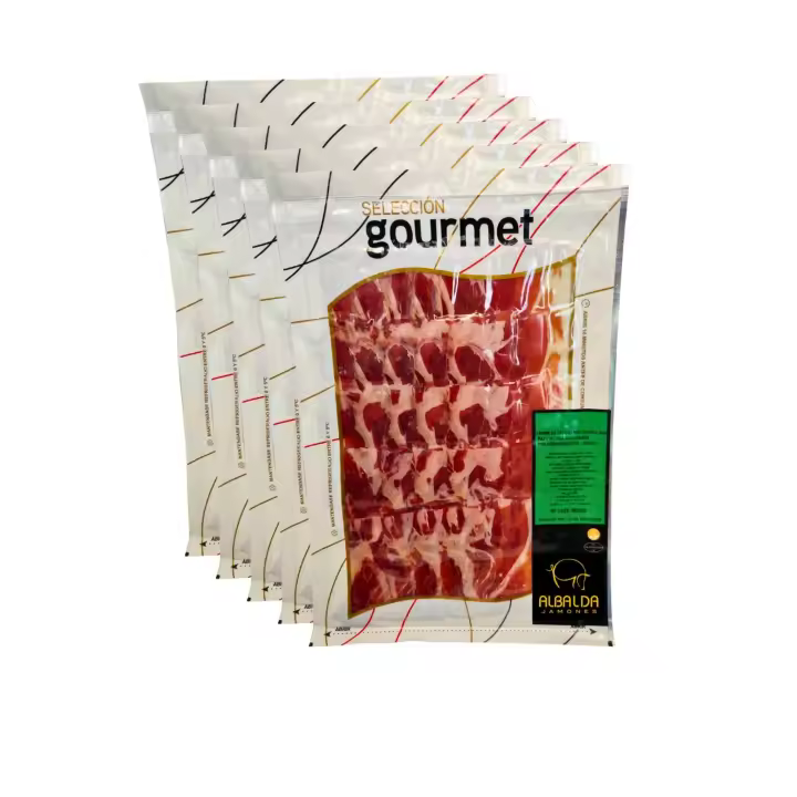 Pack sobres Jamón Cebo de Campo Ibérico 50% Raza Ibérica 100Gr a tapita -ALBALDA JAMONES - 1