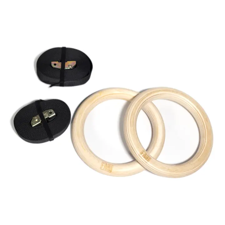 Anillos de Gimnasia Ajustable  Madera (FIURI) Crosstraining, Entrenamiento de fuerza, Suspensión. - 1