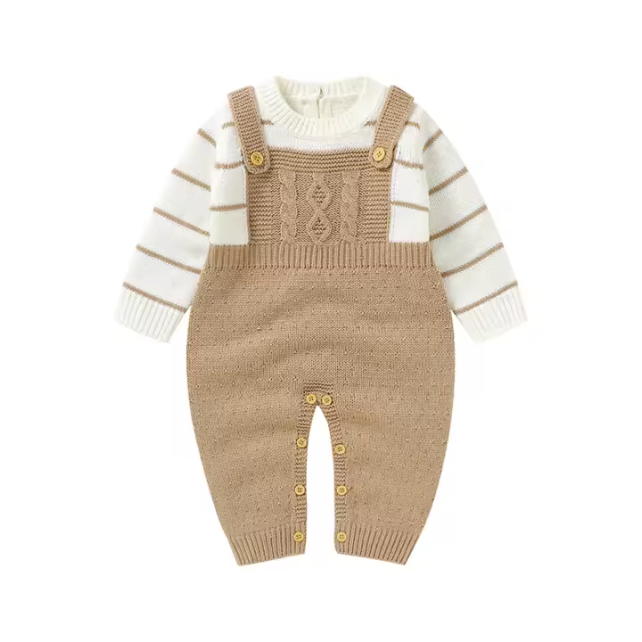 Romper Invierno Bebé Niño Niña Nueva Otoño Larga Manga Acrílico Unisex Mono De Playa De Pie Un Solo Piezo Ropa Infantil - 1
