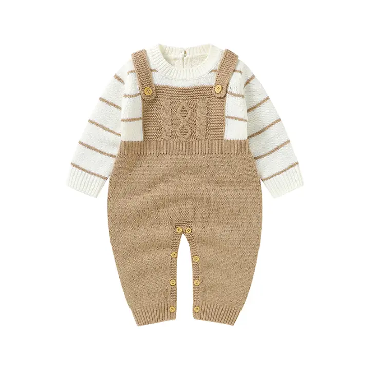 Romper Invierno Bebé Niño Niña Nueva Otoño Larga Manga Acrílico Unisex Mono De Playa De Pie Un Solo Piezo Ropa Infantil - 1