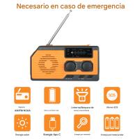Radio solar, generador recargable e impermeable de 5000 mAh, radio portátil con indoor, Luz de Lectura, Alarma SOS, AM FM WB radio con manivela, ideal para acampar y hacer senderismo. - details 4