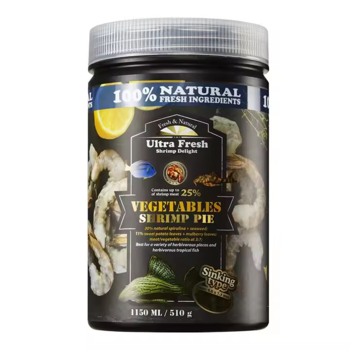 Ultra Fresh Vegetables Shrimp Pie 330ml Azoo - Alimento para Peces Herbívoros - Tabletas Vegetales para Plecos y Peces de Fondo - 1