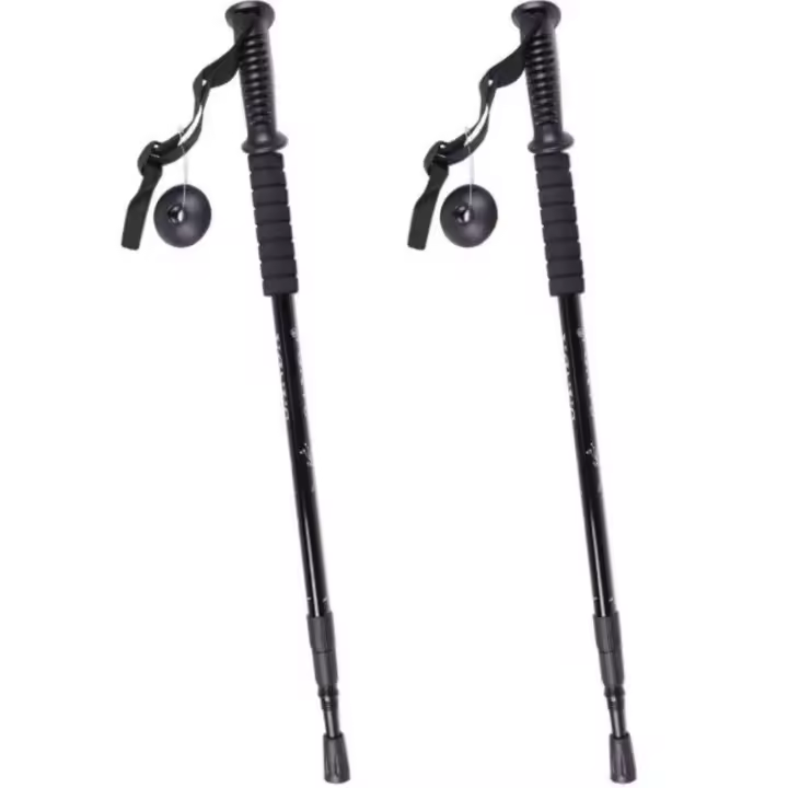 Bastones de Trekking de Aluminio, 2 Unidades, Color Negro - Senderismo, Montaña y Ruta - 1