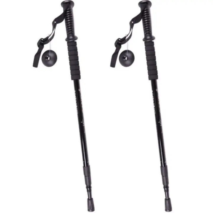 Bastones de Trekking de Aluminio, 2 Unidades, Color Negro - Senderismo, Montaña y Ruta - 1