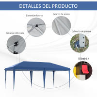 Outsunny Carpa Plegable 6x3 m Cenador de Jardín con Altura Ajustable en 3 Niveles Bolsa de Transporte Anti-UV y Marco de Acero Carpa de Jardín para Patio Terraza - details 4