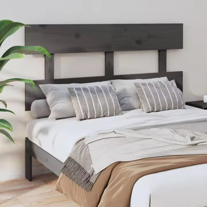 vidaXL Cabecero de cama madera maciza de pino gris 138x3x81 cm - 1