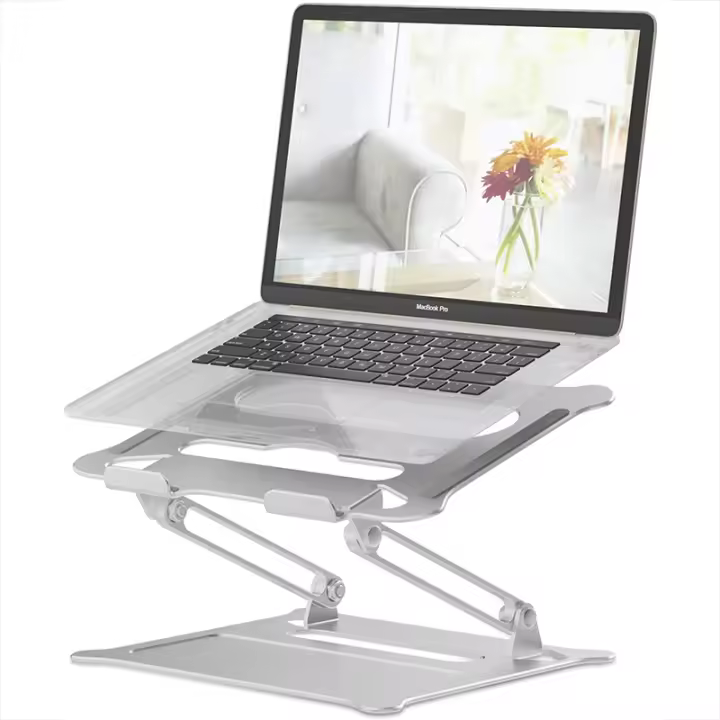 Elevator para Portatil, Atril para Laptop, Soporte de Aluminio plegable y fijo para ordenador portátil, soporte portatil Aluminio plegable, Altura ajustable, ergonómico, con ventilación de Calor para Macbook Pro/Air de 11/13/14/15.6/17 pulgadas - 1