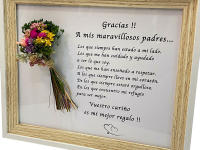 Regalo para los padres madre marco con mensaje y ramo de flores naturales preservadas y secas detalle para bodas aniversario día de la madre marco de madera con mensaje de agradecimento a nuestra madre padres - details 6