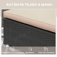 Outsunny Tumbona de Ratán Reclinable Tumbona para Jardín con Respaldo Ajustable en 5 Niveles Mesita y Cojín Carga 120 kg para Patio Terraza Negro y Beige - details 4