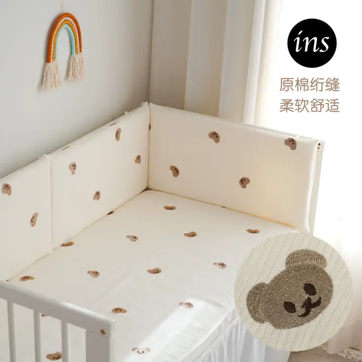 LALA - Bisel de cuna colchón estilo Korean, Cuna de Algodón, cuna para niños, colchón antichoque, protector de cuna extraible y lavable, - 1